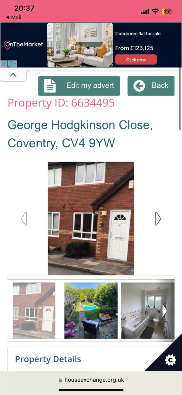 2 bedroom house in Tile Hill House Exchange